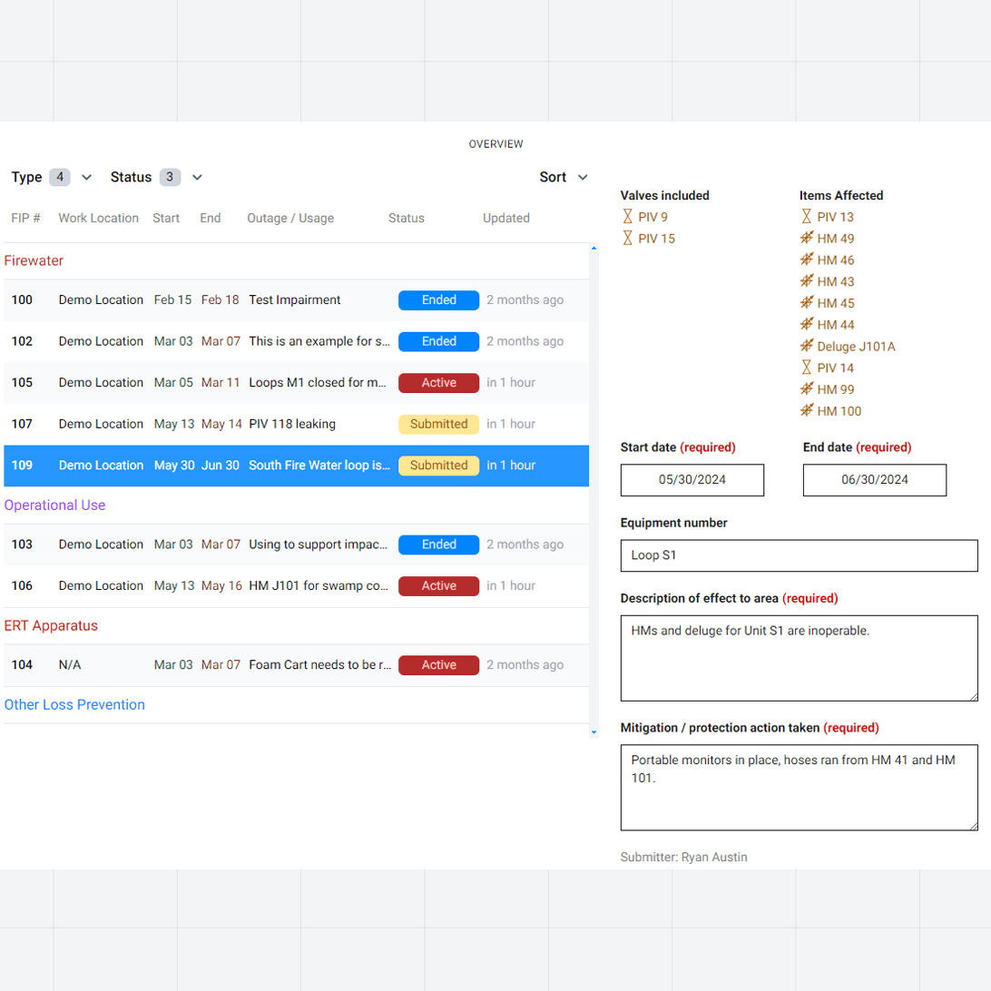 Impairment Tracking System Form